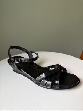SAS Black Strappy Leather Sandal